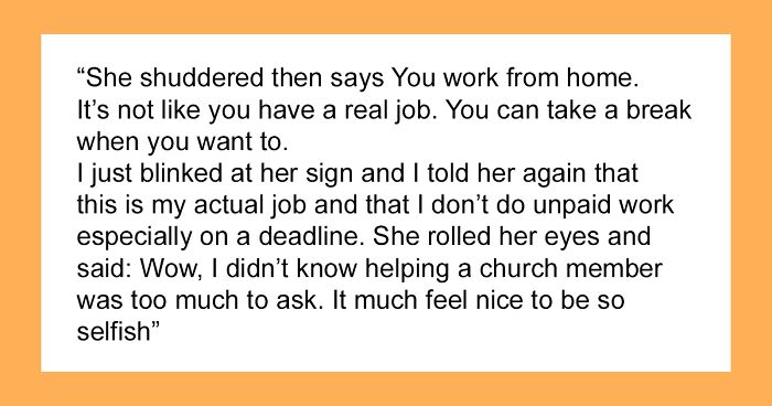 “I Honestly Laughed Out Loud”: Lady From Church Insults Person’s Job, Then Asks For A Favor