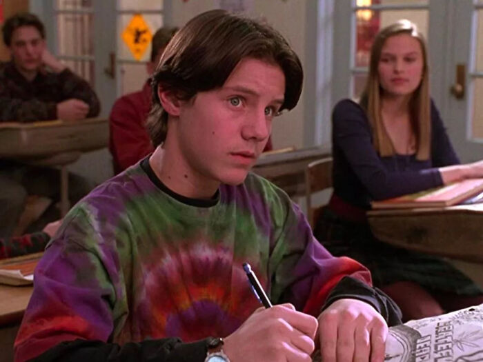 Young actor in a classroom scene from a former Hollywood star who gave up the spotlight for a normal career.