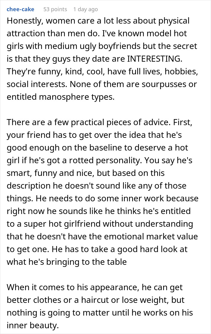 Comment discussing dating influencer-like women and advising a reality check on personality and self-improvement. Comment discussing dating influencer-like women and advising a reality check on personality and self-improvement.