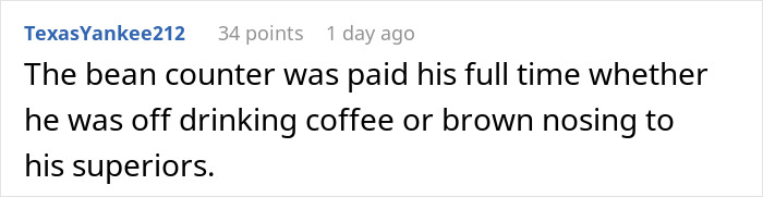 Comment text on a white background discussing issues with penny-pinching leading workers to stop going the extra mile. Comment text on a white background discussing issues with penny-pinching leading workers to stop going the extra mile.