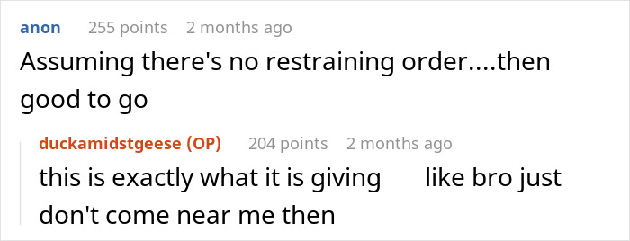 Screenshot of an online comment thread discussing drama after an ex sends an immature text, with users calling them a narcissist.