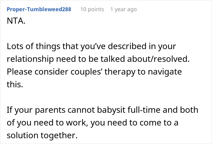 Comment discussing relationship issues of a married couple moving houses, with husband leaving tasks to wife while traveling.