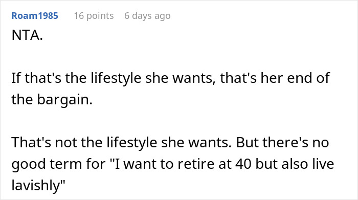 Screenshot of a comment discussing the tradwife lifestyle and its implications in a relationship debate.