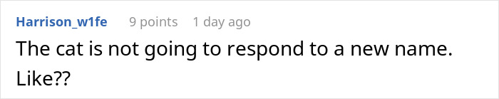 Friend claims cat name for newborn in an online discussion about pet naming and family decisions. Friend claims cat name for newborn in an online discussion about pet naming and family decisions.