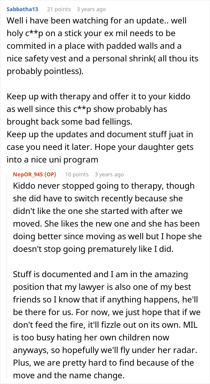 Reddit comments discussing a woman calling CPS on daughter's ex-husband over forcing child to get a tattoo.