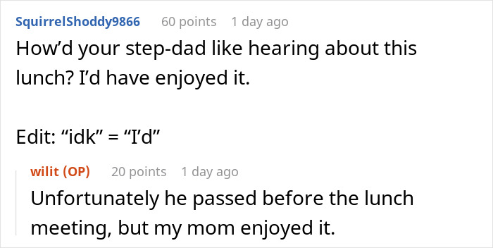 Screenshot of an online conversation about a man controlling big money projects after rejecting a boss who underpaid his family.
