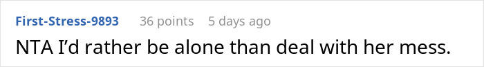 Comment screenshot showing user First-Stress-9893 stating they prefer being alone over dealing with family chaos amid desperate attempts to restore peace at home. Comment screenshot showing user First-Stress-9893 stating they prefer being alone over dealing with family chaos amid desperate attempts to restore peace at home.