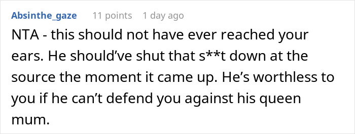 Screenshot of a Reddit comment discussing a woman refusing to cut her hair for her boyfriend&rsquo;s mom's party.