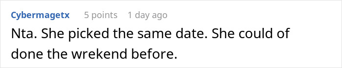 Screenshot of a social media comment discussing a friend wanting to cancel a kid&rsquo;s party to attend her kid&rsquo;s party.