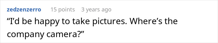 Comment in black text on white background showing employee complying with company rules, hinting at boss facing consequences. Comment in black text on white background showing employee complying with company rules, hinting at boss facing consequences.