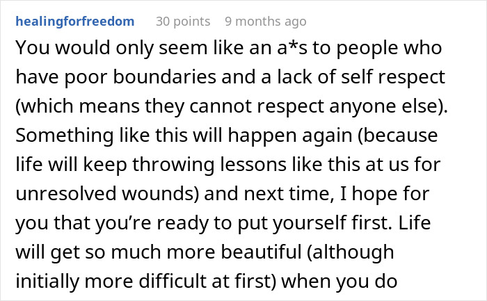 Comment about life lessons and personal boundaries related to sister sabotaging birthday dinner experience. Comment about life lessons and personal boundaries related to sister sabotaging birthday dinner experience.