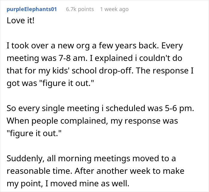 Comment discussing sacrifices and challenges of scheduling meetings outside lunch breaks to avoid conflicts. Comment discussing sacrifices and challenges of scheduling meetings outside lunch breaks to avoid conflicts.