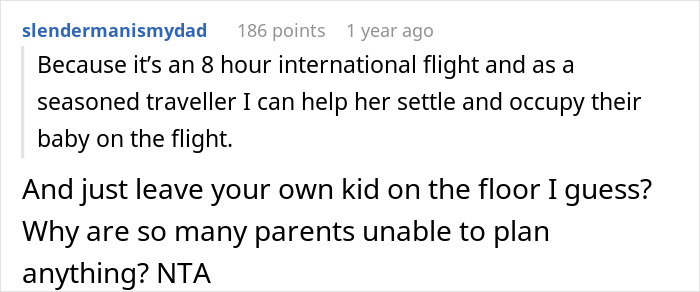 Reddit comment discussing rebooking a flight to avoid babysitting a niece during an international trip. Reddit comment discussing rebooking a flight to avoid babysitting a niece during an international trip.