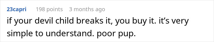 Comment discussing a babysitter refusing to watch one specific child and accusations of discrimination by the mother.