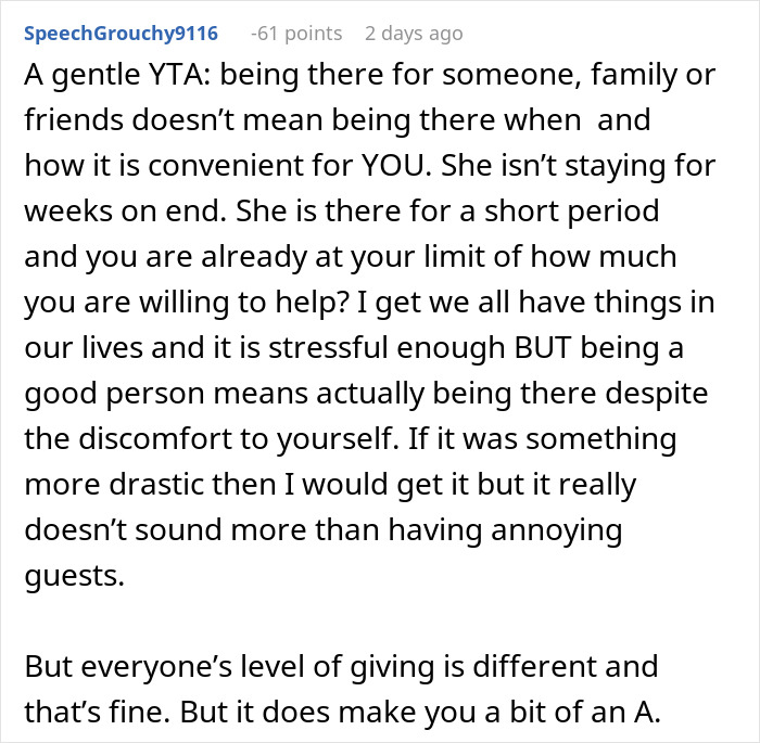 Reddit comment discussing a man not prepared to deal with SIL&rsquo;s kid and offering to pay for a hotel during visit.