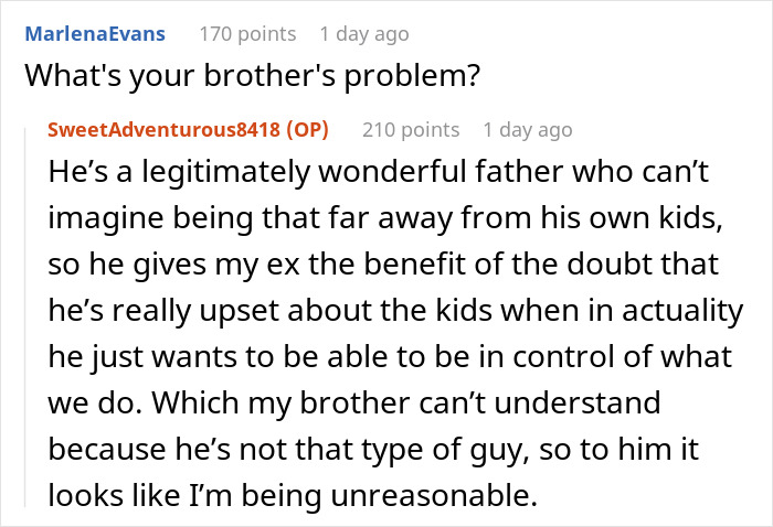 Text conversation about a woman not warning her deadbeat ex about passport revocation, causing him to be stranded in airport.