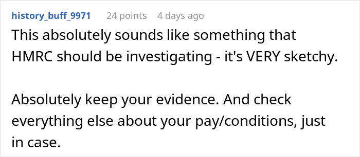 Comment on a forum discussing a suspicious maternity leave case, advising to keep evidence and review pay conditions carefully.
