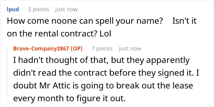 Conversation showing roommates discussing a rental contract after discovering woman secretly owns the house.