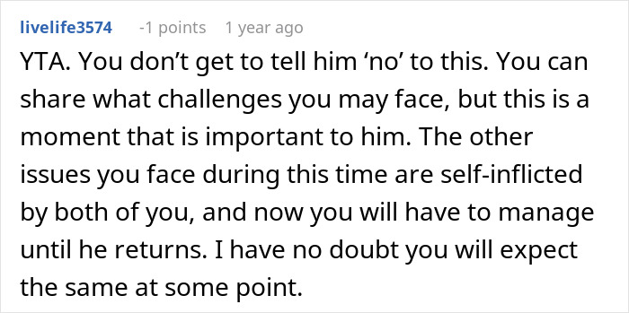 Reddit comment discussing challenges faced by a married couple moving houses, with husband leaving tasks for wife while he travels.