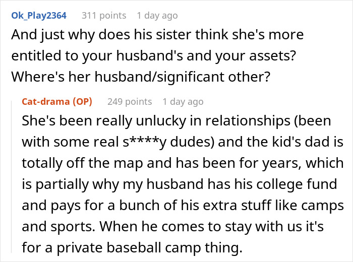 Reddit conversation discussing greedy sister-in-law wanting involvement in brother’s new house and family financial issues. Reddit conversation discussing greedy sister-in-law wanting involvement in brother’s new house and family financial issues.