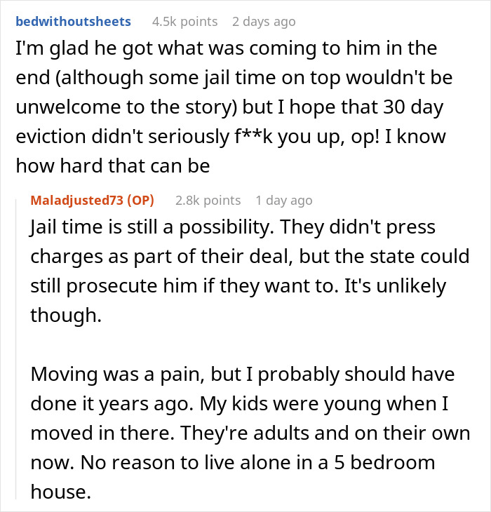 Reddit discussion about man winning case after maliciously complying with court ruling against landlord abuse.