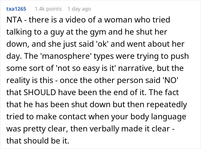Woman tells gym guy she&rsquo;s not here to make friends, but he keeps trying to fist bump her despite refusal.