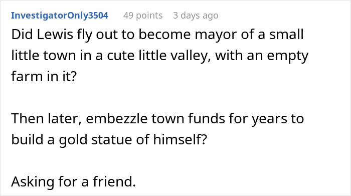 Reddit comment text discussing a fictional story about an influencer marketing coworker living a lie that unraveled.