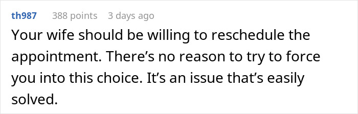 Comment about wife rescheduling appointment, discussing prioritizing funeral over first look at daughter and pregnant wife.