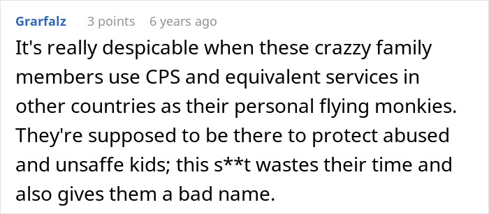 Comment discussing MIL reporting mom to CPS after a lice outbreak, criticizing misuse of child protective services.