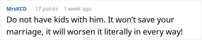 Comment expressing concern about how a man’s slow change in behavior affects the marriage and its future. Comment expressing concern about how a man’s slow change in behavior affects the marriage and its future.