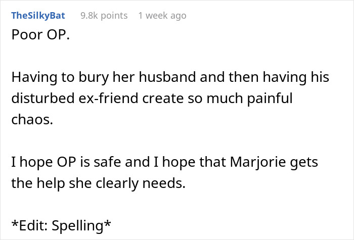 Widow overwhelmed as late man's best friend causes drama with secret babies and memorial plans scandal.