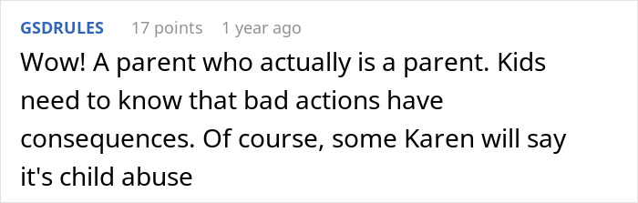 Comment discussing parenting and consequences, highlighting the phrase throw eggs at my car main SEO keyword.