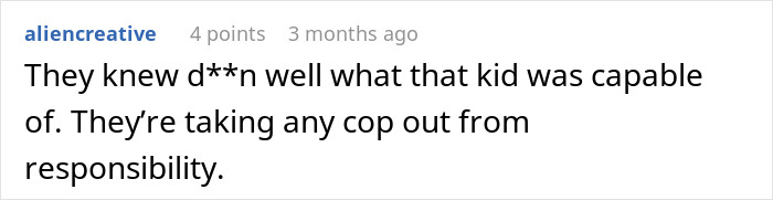 Comment on a forum discussing a babysitter refusing to watch one specific child and accusations of discrimination.