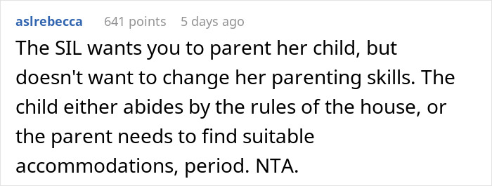 Comment about woman offering to babysit SIL's child for free, facing chaos as the child defies parenting rules at home. Comment about woman offering to babysit SIL's child for free, facing chaos as the child defies parenting rules at home.