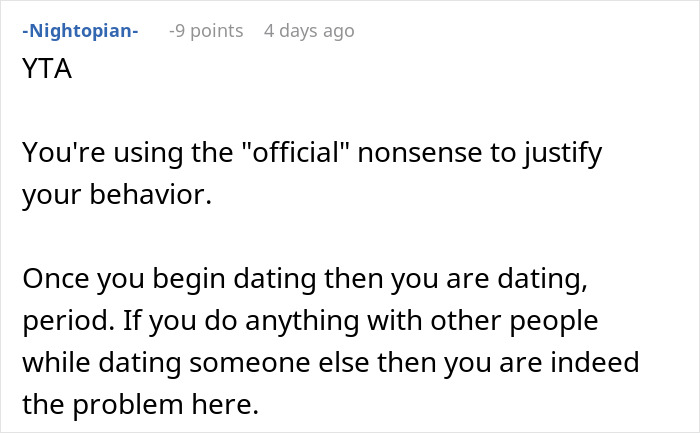 Screenshot of an online forum comment discussing a guy finding an old photo on his girlfriend&rsquo;s chest and accusing her of micro-cheating.