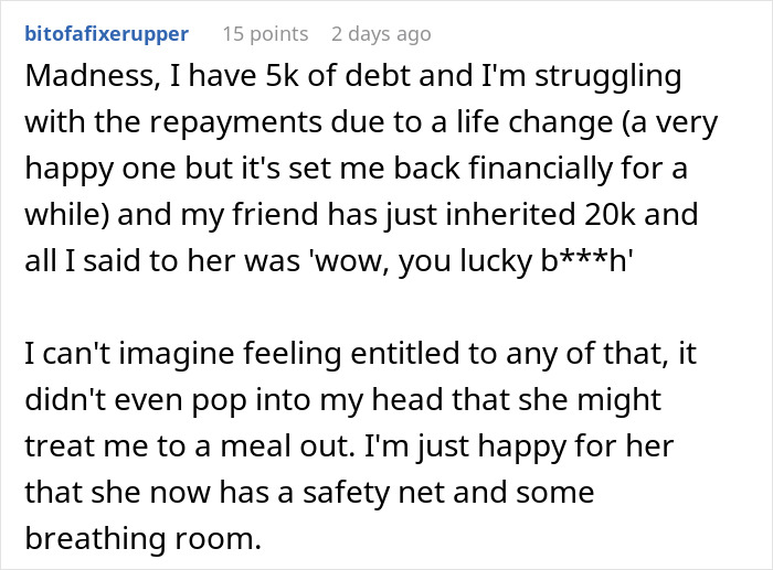 Reddit user shares struggle with debt while best friend inherits money, highlighting issue of inheritance and friendship conflict. Reddit user shares struggle with debt while best friend inherits money, highlighting issue of inheritance and friendship conflict.