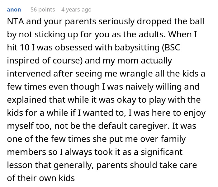 Teen refuses to babysit multiple kids during family vacation, causing adults to react strongly and create tension.