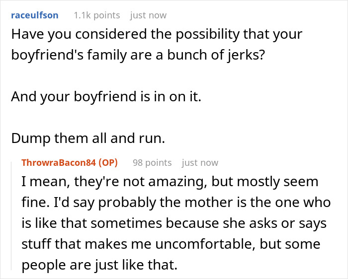 Reddit conversation about boyfriend&rsquo;s family putting bacon in everything, causing discomfort during visits as user is Jewish.