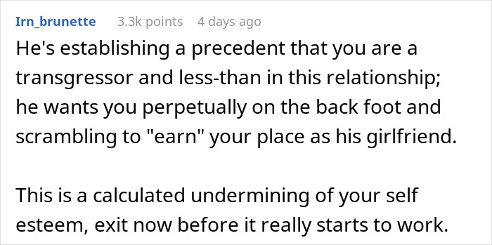 Screenshot of a conversation discussing accusations of micro-cheating after a guy finds an old photo on his girlfriend&rsquo;s chest.