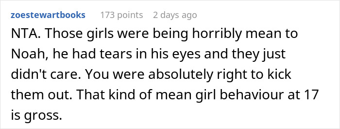 Screenshot of a forum comment discussing enforcing basic boundaries during a daughter's sleepover situation. Screenshot of a forum comment discussing enforcing basic boundaries during a daughter's sleepover situation.
