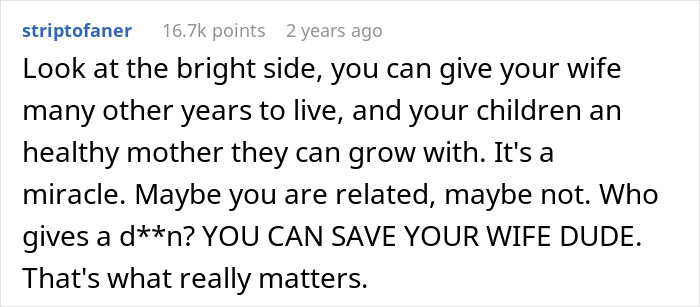 Man learns he is a perfect kidney match for his wife due to close family relation, saving her life with a transplant. Man learns he is a perfect kidney match for his wife due to close family relation, saving her life with a transplant.