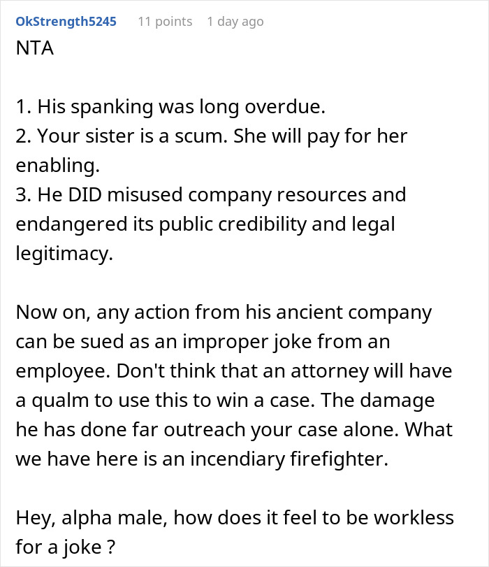 Screenshot of a Reddit comment discussing a prank that led to panic and a plan for revenge involving a girlfriend&rsquo;s sister.