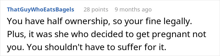 Comment highlighting a woman standing her ground after roommate demands she move out for nursery space. Comment highlighting a woman standing her ground after roommate demands she move out for nursery space.