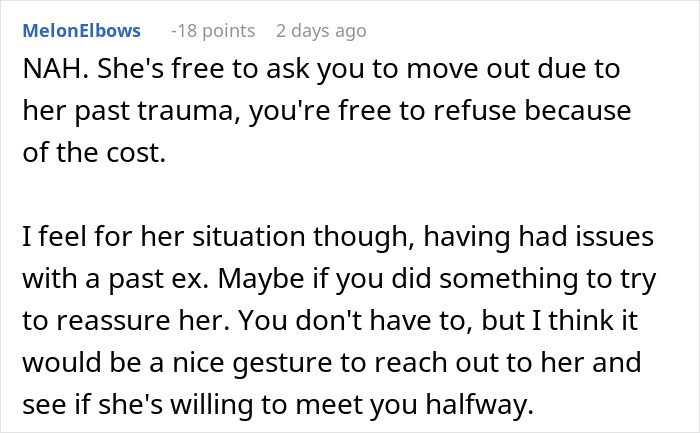 Comment about tenant and man who inherits house discussing tension and making it terrifying to live there.