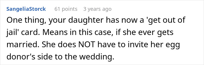 Screenshot of a forum comment discussing a woman calling CPS on her daughter's ex-husband over a forced tattoo.
