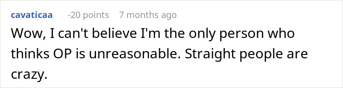 Comment expressing disbelief about a woman upset that her friend's girlfriend won't let them sleep in the same bed.