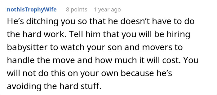 Comment on married couple moving houses showing husband leaving everything for wife to handle while he travels.