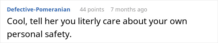 Screenshot of an online comment discussing a babysitter refusing to watch one specific child amid accusations of discrimination.