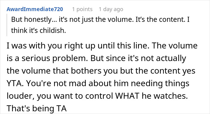 Screenshot of an online comment discussing the loud and obnoxious MrBeast videos causing tension in a relationship. Screenshot of an online comment discussing the loud and obnoxious MrBeast videos causing tension in a relationship.