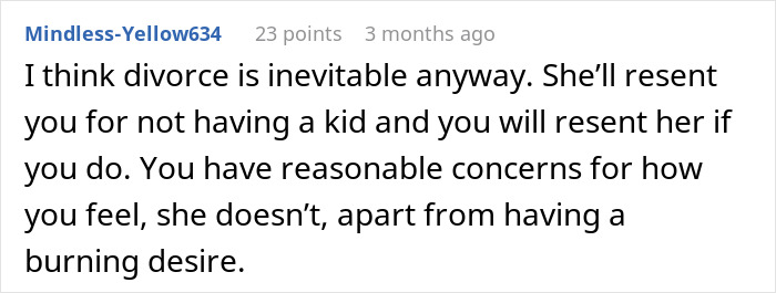 Comment discussing the challenges faced by a wife obsessed with having more kids and the impact on marriage. Comment discussing the challenges faced by a wife obsessed with having more kids and the impact on marriage.